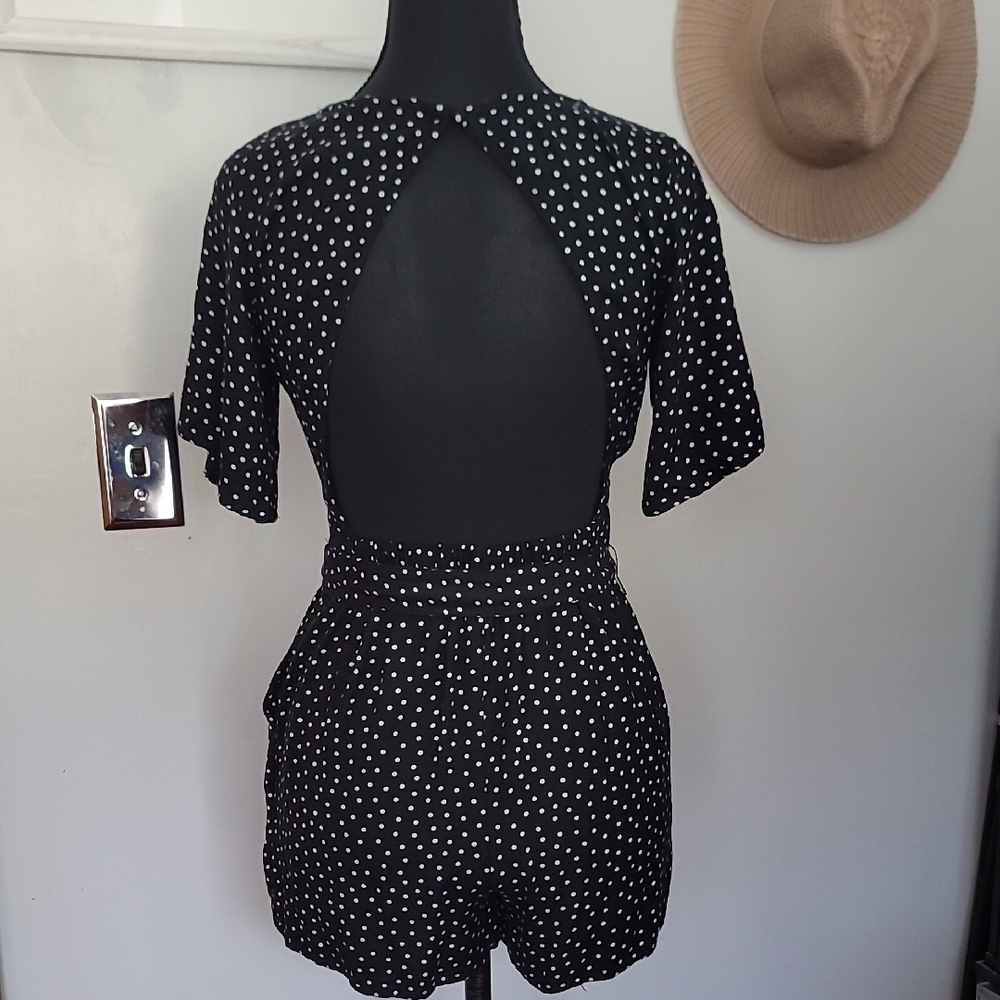 Abercrombie & Fitch Black and White Polka Dot Romper - Picture 9 of 13